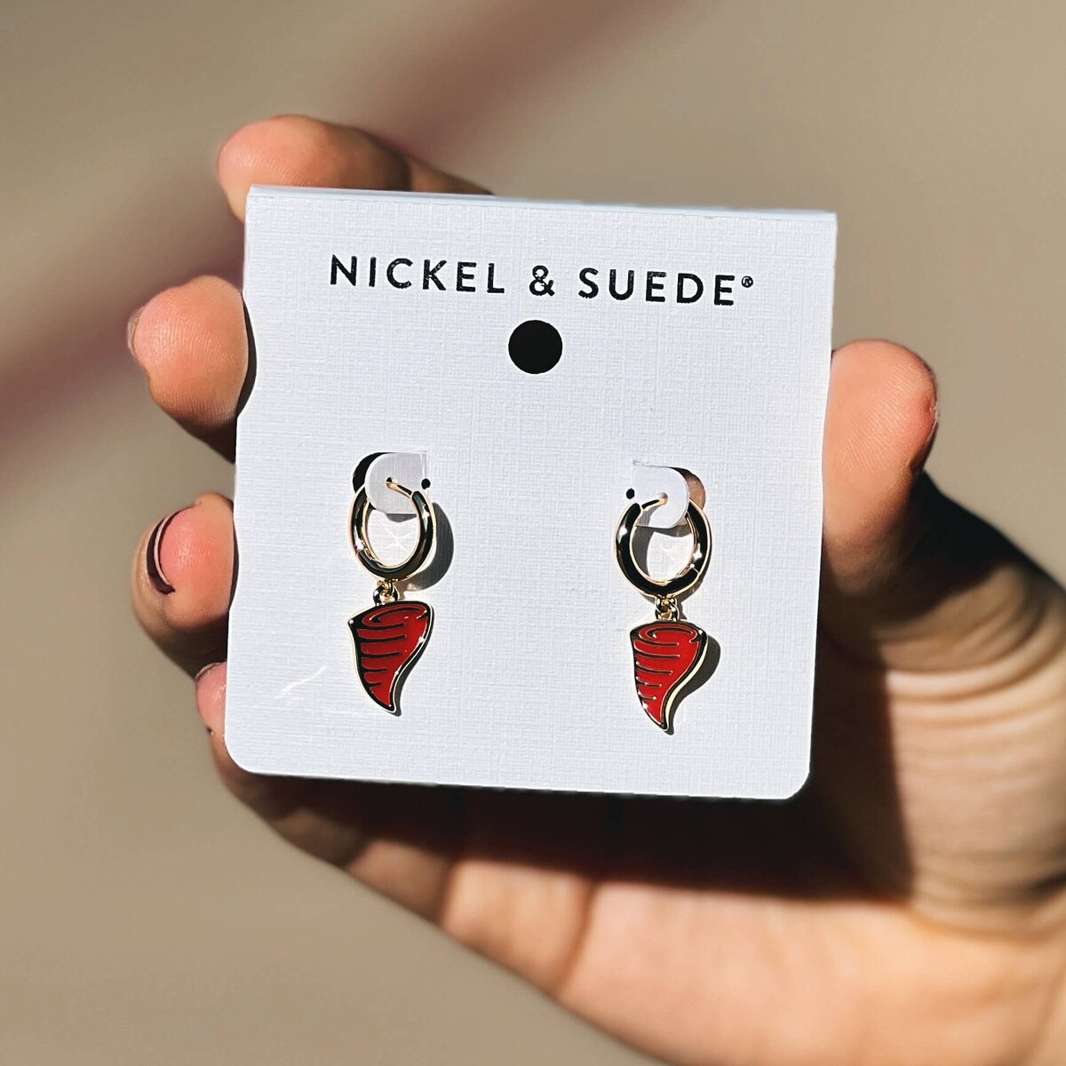 Cyclone Cardinal Enamel Huggies Earrings